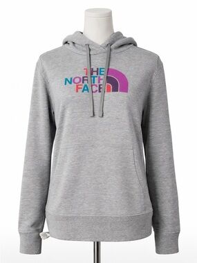 The North Face Heather Gray Hoodie with Multicolor Logo
